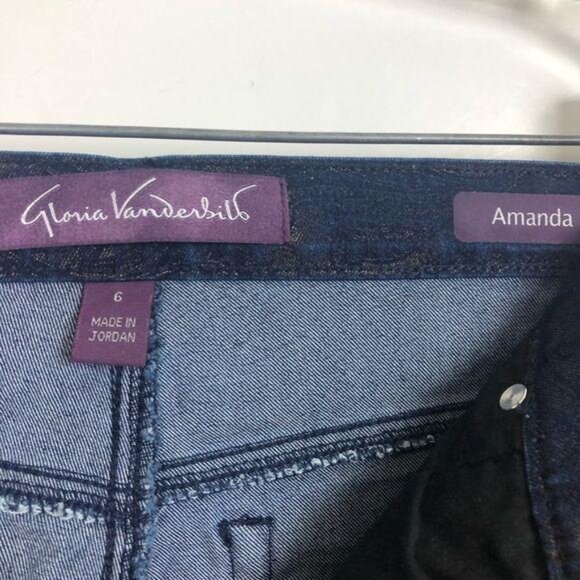 Gloria Vanderbilt Amanda Jeans Missy 6 High Waist Indigo Copper Jacquard Pattern - Picture 7 of 11